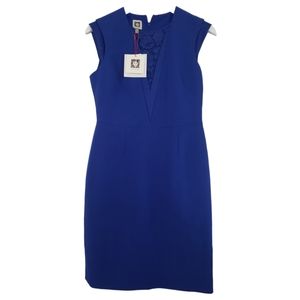 Ann Klein NWT Dress Lace Inset Neckline Size 4 in Royal Blue